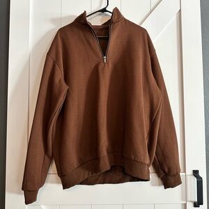Brown Quarter Zip Up Hoodie Size Large
